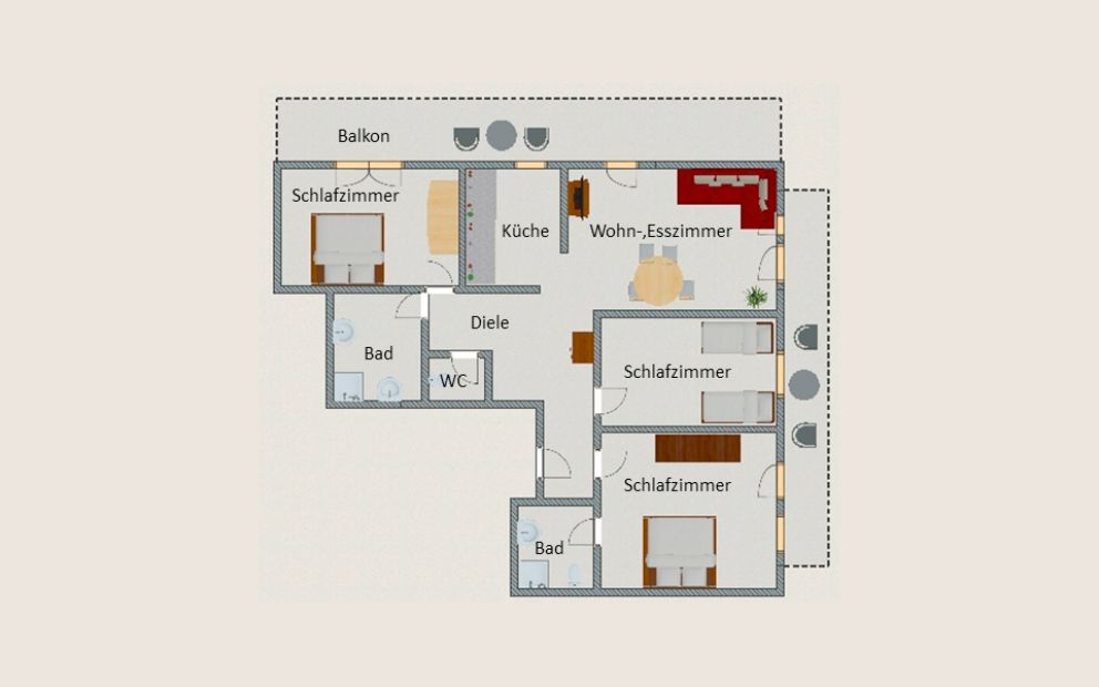 Grundriss der Ferienwohnung 4